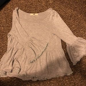 Grey bell-sleeve top